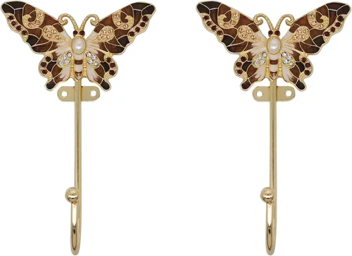 Ganchos de pared decorativos de mariposa vintage para colgar ropa, abrigos, toallas, llaves, sombreros, paquete de 2 ganchos de pared de metal