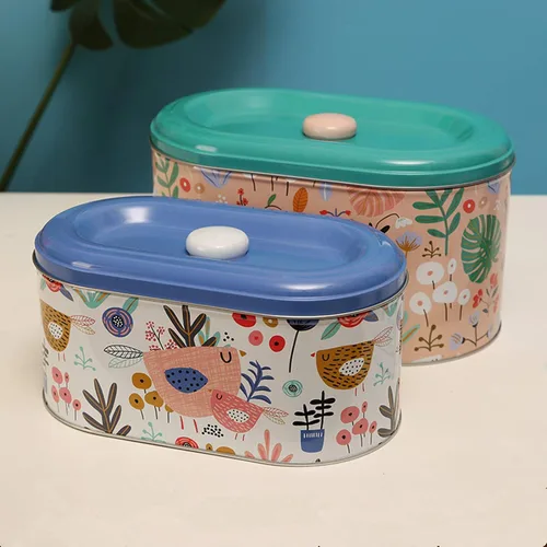 Miniatura 8 de Tarros de lata para galletas, recipientes de almacenamiento de galletas, tarro de galletas para el hogar, cocina, regalos de alimentos, recipientes