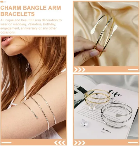 Miniatura 9 de Holibanna Pulseras de dijes de 3 piezas, brazalete para la parte superior del brazo, brazalete ajustable, joyería para mujeres y niñas, regalos