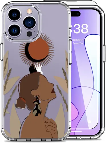 Miniatura 14 de LUHOURI Funda para iPhone 15 Pro Max con protector de pantalla, transparente de acrílico, diseños de moda para mujeres y niñas, funda protectora a