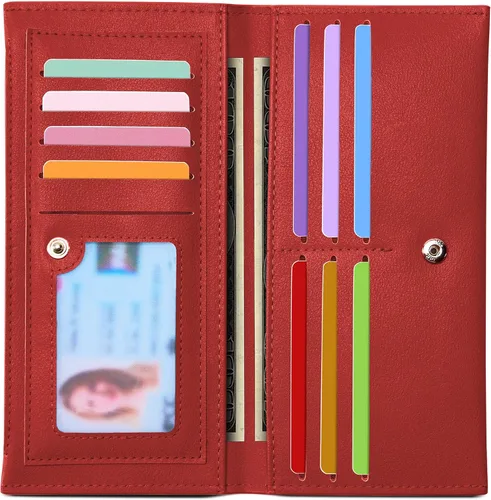 Miniatura 9 de Tipmile Cartera ultra delgada para mujer, cartera de cuero plegable para mujer, cartera RFID, cartera de bloqueo RFID para tarjetas de crédito