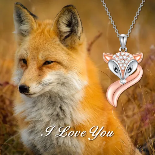 Miniatura 4 de LONAGO Mother and Child Fox Necklace Sterling Silver, Foxes Heart Necklace Gift for Mother Grandmother Mom Daughter Women