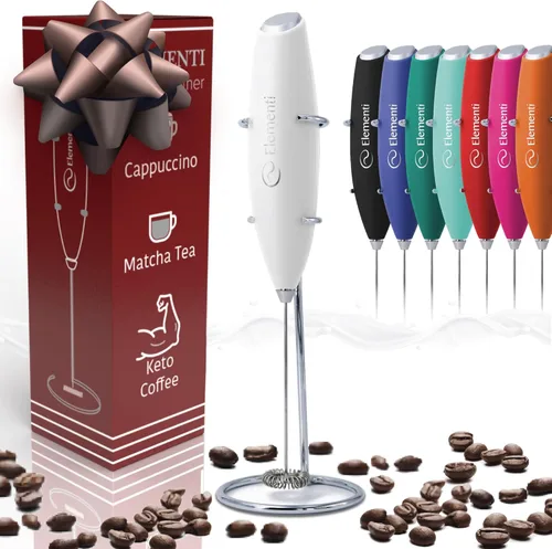 Miniatura 22 de Elementi Espumador de leche eléctrico de mano - Crea café cremoso, delicioso matcha y bebidas perfectas - Batidor compacto y mezclador con soporte