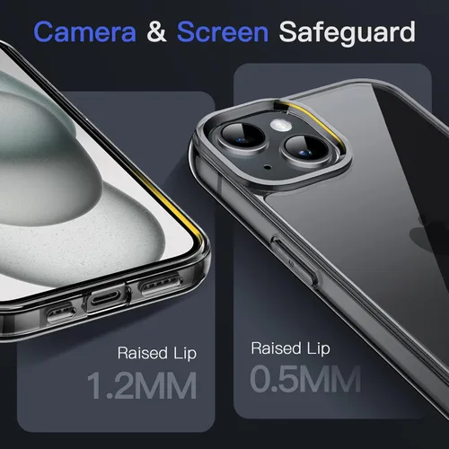 Miniatura 4 de JETech - Funda para iPhone 15 de 15,5 cm, cubierta antiamarilleo a prueba de golpes, parte trasera transparente antiarañazos (negro)