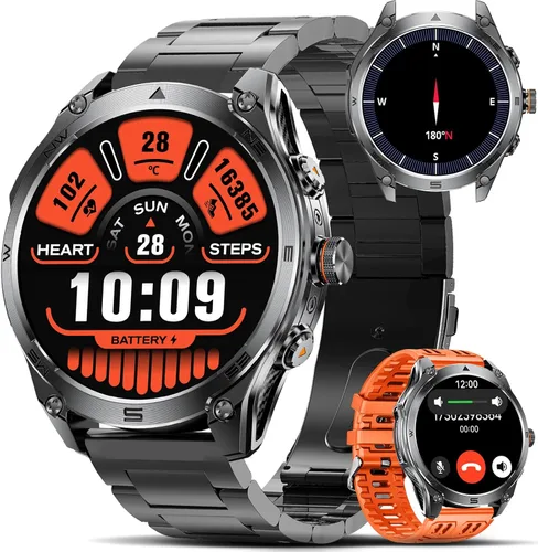 Miniatura 5 de Reloj inteligente, pantalla redonda AMOLED de 1.75 pulgadas, impermeable IP68, oxígeno en sangre real y frecuencia cardíaca, batería de cobalto puro