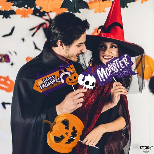 Miniatura 6 de KatchOn, Juego de accesorios para cabina de fotos de Halloween, paquete grande de 24, accesorios de fotos de Feliz Halloween para sesión de fotos