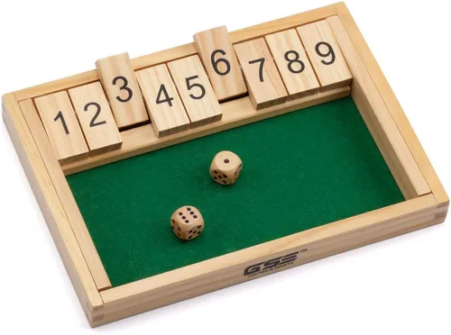 Miniatura 2 de Chess and games shop Muba Wooden 9# Shut The Box - Mini juego de viaje - Familia simple y divertida, juego de mesa para fiestas