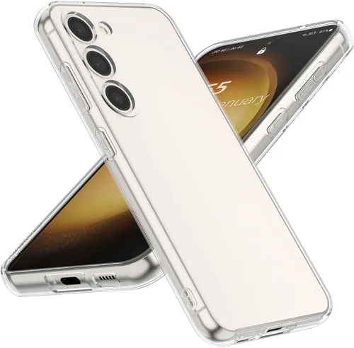 Vanjua Funda transparente para Samsung Galaxy S22 5G, paquete de 2 fundas protectoras de silicona suave delgada de cuerpo completo compatible con