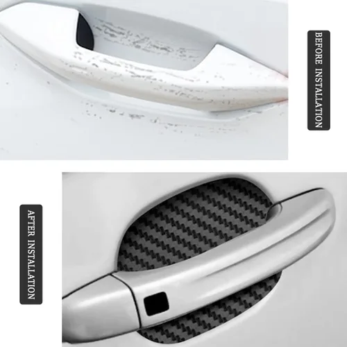 Miniatura 3 de 8 unidades de calcomanías para manija de puerta de coche, protector antiarañazos de fibra de carbono para taza de puerta de coche, película