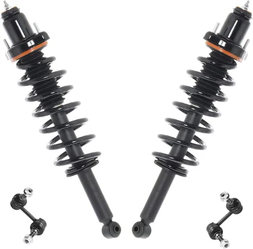 Miniatura 47 de Detroit Axle - Kit de 4 barras estabilizadoras delanteras para Ford F-150 2021 2022 2023 2024, 2 puntales con resorte helicoidal, 2 eslabones