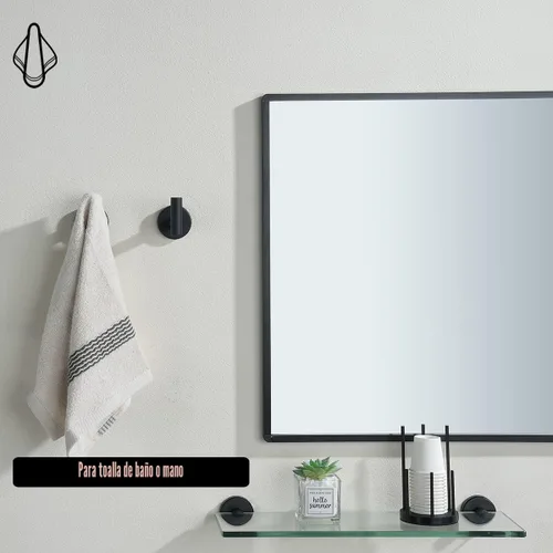Miniatura 4 de JQK TH100-PB-P2 - Gancho negro para toallas de baño, cocina, garaje, montaje en la pared (paquete de 2), acero inoxidable 304 negro mate, TH100-PB-P2