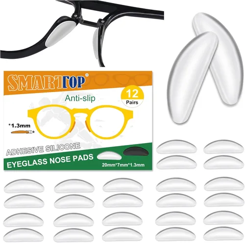 Almohadillas adhesivas para la nariz, 12 pares de almohadillas ultra finas de 0.069 pulgadas con respaldo súper adhesivo, silicona antideslizante