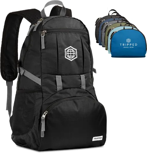 Mochila de viaje: mochila ligera para senderismo, gimnasio y avión, Negro azabache, 35 liters, Mochilas Daypack