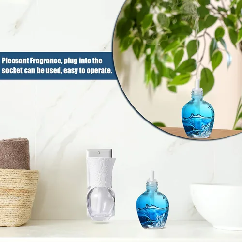 Miniatura 5 de Difusor enchufable de pared con 4 botellas vacías para esparcir aceites esenciales en el hogar, baño (blanco)