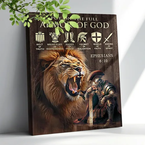 Miniatura 8 de Lienzo cristiano para pared, diseño de mujer guerrera de Dios, armadura de Dios, versículos bíblicos, pintura impresa en lienzo, decoración