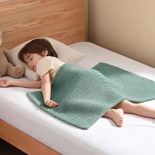 Miniatura 48 de Guohaoi Almohadilla de regazo con peso de punto (beige 20 x 30 pulgadas, 2 libras) sin cuentas, manta con peso refrescante para niños para siesta