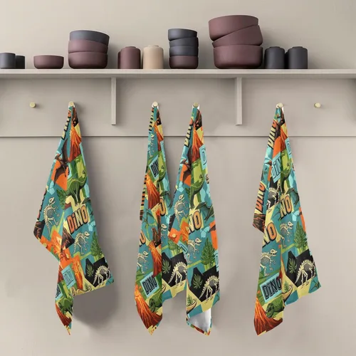 Miniatura 5 de Retro Dinosaur S Dish Towels Set, 28x18 Decorative Polyester Hand Towels