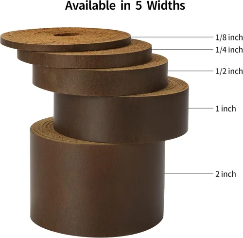 Miniatura 4 de Ringsun Tiras planas de cuero de 1/4 pulgada de ancho para manualidades, correas de cuero de grano completo para cordón de artesanías, estampado