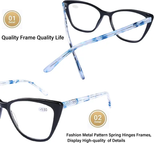 Miniatura 3 de AQWANO Oversized Blue Light Blocking Reading Glasses Women - Stylish Cat Eye Designer Computer Readers Eyeglasses