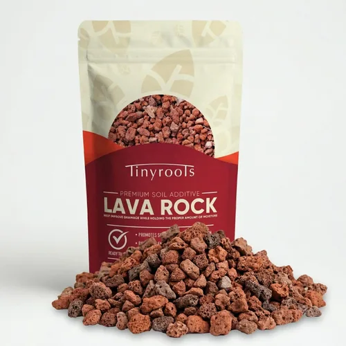 Tinyroots - Roca de lava roja para plantas, 2.25 cuartos de galón, bonsái tamizado y aditivo para suelo de cactus, mantiene la humedad adecuada, se