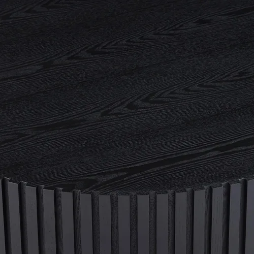 Miniatura 5 de KEVINSPACE Mesa de centro redonda de 35.43 pulgadas para sala de estar, pedestal de madera redonda, mesa de centro para sala, mesa de centro, Negro