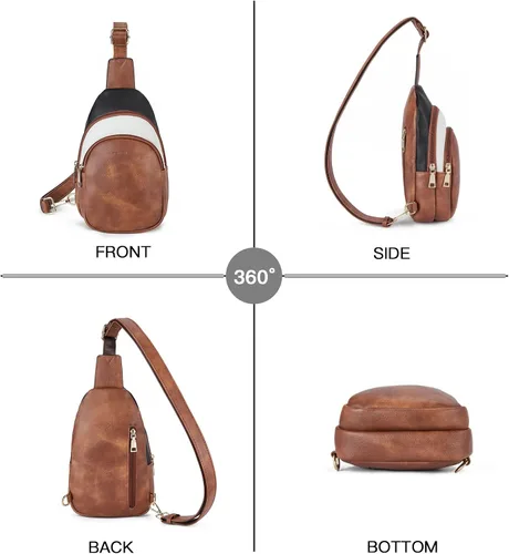 Miniatura 20 de Telena Riñonera pequeña para mujer, de cuero, cangureras, bolsa de pecho para mujer