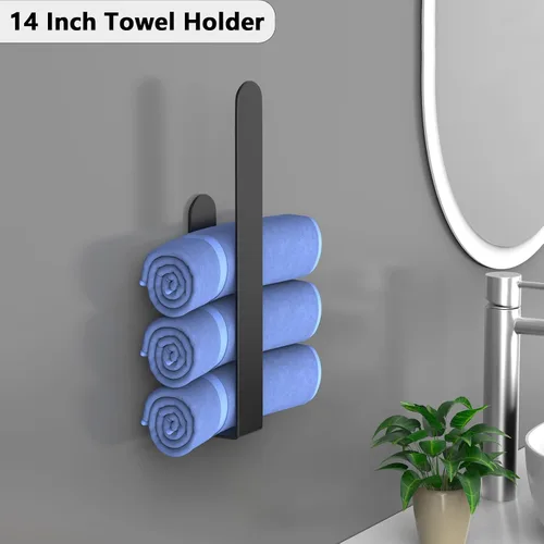 Miniatura 5 de HUFEEOH Soporte adhesivo para toallas de mano, toallero de 8 pulgadas adhesivo y toallero de barra de 14 pulgadas montado en la pared, soporte