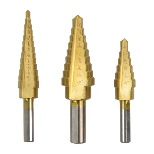 Juego de 3 brocas de acero de alta velocidad para metal, con revestimiento de titanio, para taladrar agujeros en láminas de metal, madera, PVC y