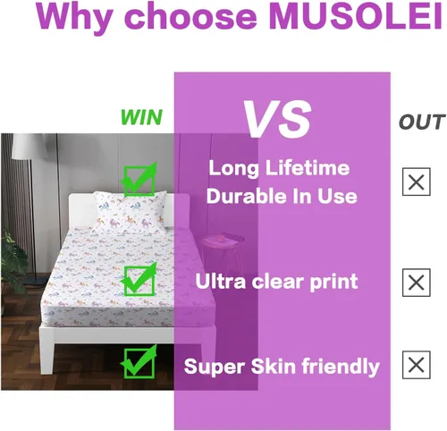 Miniatura 47 de MUSOLEI Sábana bajera ajustable de hongos, ropa de cama de hongos, decoración de hongos para niños, niños; juego de sábanas individuales; 1 sábana