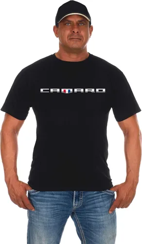 JH Design - Camiseta de manga corta con logotipo de Chevy Camaro para hombre, color negro