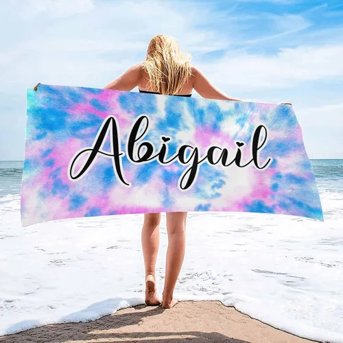 Miniatura 10 de InterestPrint Toalla de playa personalizada para mujeres y hombres, texto blanco y negro, toallas de playa personalizadas con nombres, manta