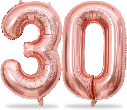 Miniatura 122 de Globos de oro rosa para cumpleaños número 16 para niñas, 40 pulgadas de gran tamaño, globos de lámina de mylar con el número 1 y 6, autoinflables