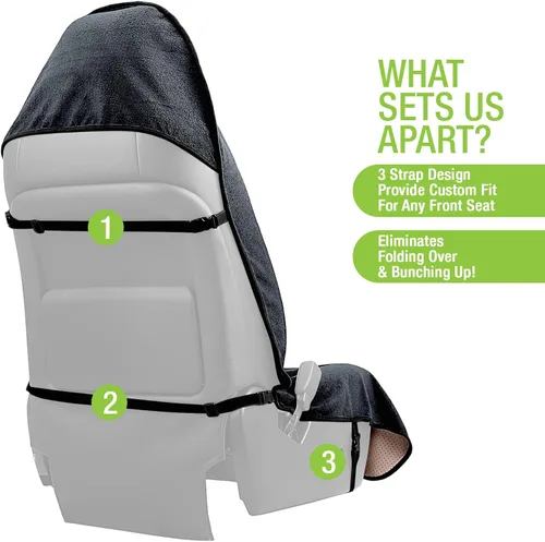 Miniatura 3 de Season Guard Funda de asiento de toalla, protectores impermeables de asiento de automóvil para gimnasio, entrenamiento y estilo de vida activo