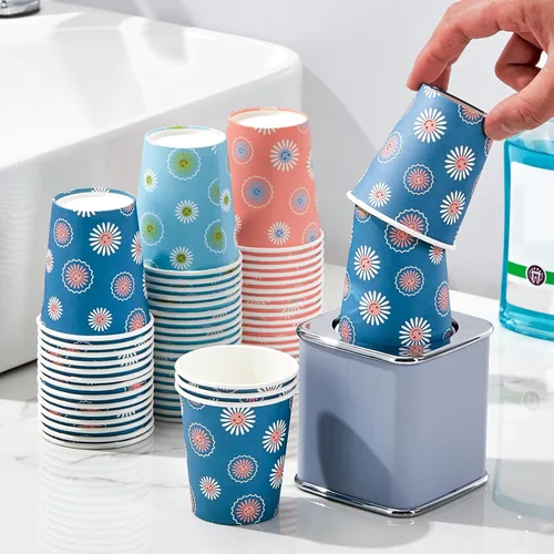 Miniatura 2 de SIUQ Paquete de 300 Vasos de Papel de 5 oz, Vasos de Baño Desechables, Vasos Pequeños para Enjuague Bucal, Mini Vasos para Bebidas Calientes/Frías