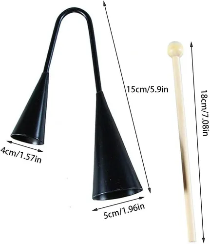 Miniatura 3 de Agogo Bell - Instrumento de percusión tradicional de samba de dos tonos con palo de madera para niños pequeños