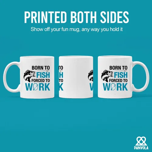 Miniatura 3 de Taza de pescador con texto en inglés "Born To Fish Forced To Work", regalos de pesca para marido, papá, abuelo, novio, café, tazas de cerámica, 11