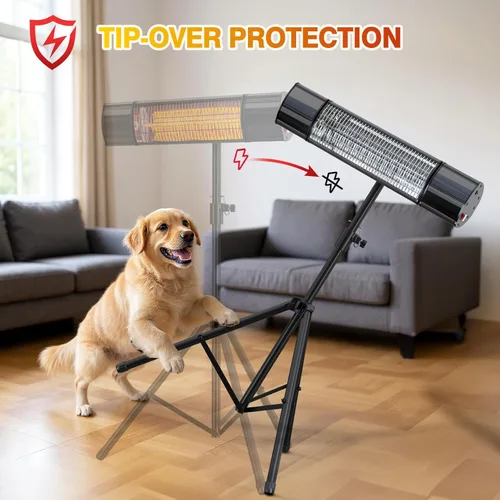 Miniatura 6 de Outdoot Calentador eléctrico, calentador eléctrico de patio para uso en exteriores/interiores, montado en la pared o trípode, calentador infrarrojo