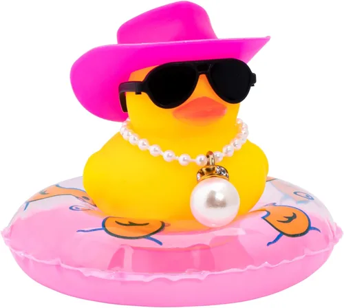 Miniatura 34 de wonuu Pato de Goma para Automóvil, Decoración de Pato Amarillo para Tablero con Sombrero de Sol, Anillo de Natación, Collar, Gafas de Sol