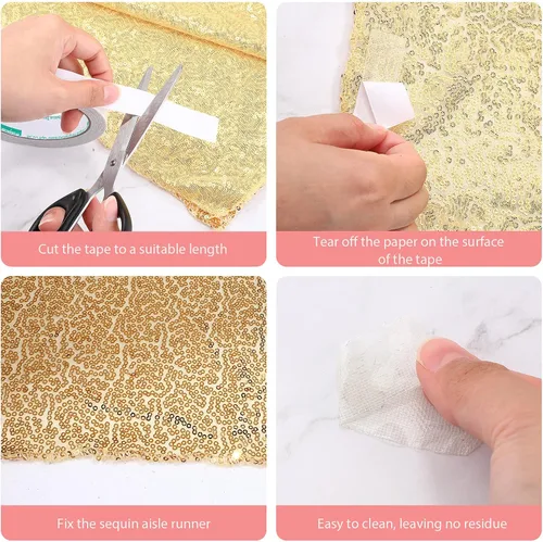Miniatura 7 de Irenare Alfombra de pasillo para ceremonia de boda con purpurina de lentejuelas adecuada para decoración de fiestas de boda en interiores y Dorado