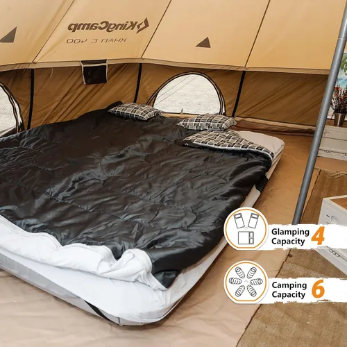 Miniatura 7 de KingCamp Canvas Bell Yurt Tents, 4 Seasons Large Waterproof & Windproof Luxury Glamping Tent w/Stove Jack for Family Outdoor Camping, Hunting