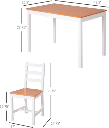 Miniatura 5 de HOMCOM Juego de mesa de comedor para 4, 5 piezas, mesa de cocina moderna y sillas, juego de comedor de madera para espacios pequeños, rincón