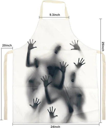 Miniatura 2 de Delantal de terror de Halloween para disfraz de carnicero con huella de mano aterradora para adultos, mujeres, hombres, cosplay, fiesta, cocina