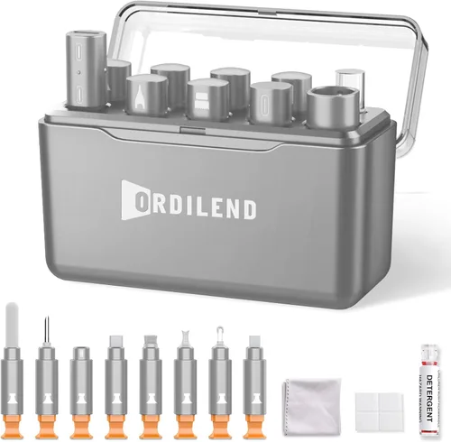 Miniatura 8 de Ordilend Kit de limpieza para iPhone para limpiador de puerto de carga, multiherramienta de reparación de limpiador de iPhone, cable Lightning, kit