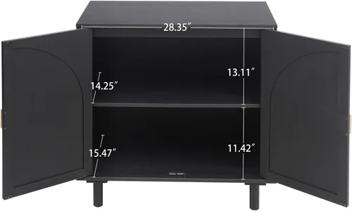Miniatura 3 de ZeHuoGe Aparador de buffet con ratán, aparador de almacenamiento de cocina con puertas decoradas de ratán, bufé de café con licor, comedor, pasillo