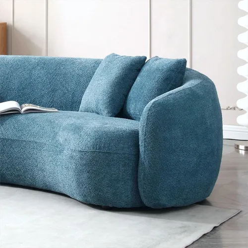 Miniatura 5 de KEVINSPACE Sofá curvo de 101 pulgadas, 4 asientos, moderno sofá de tela boucle de lujo, sofás de respaldo curvado de mediados de siglo, moderno