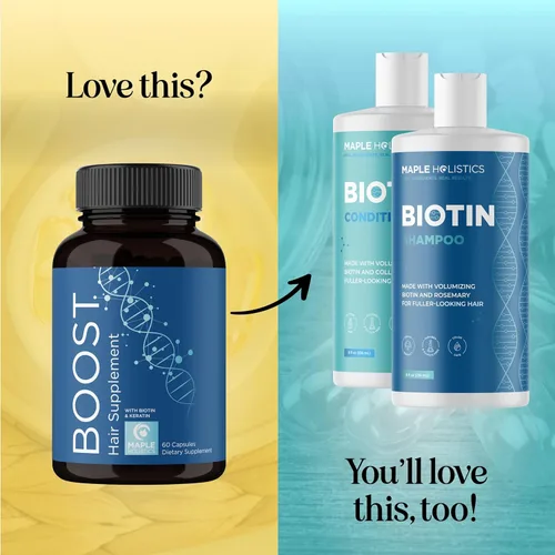 Miniatura 5 de Biotin 10000mcg y suplemento de colágeno – Suplemento para el crecimiento del cabello con palma enana americana para mujeres y hombres – Cola
