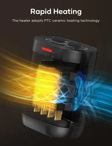 Miniatura 2 de Calentador de espacio de 1000 W, pequeño calentador de espacio de cerámica con termostato, mini calentador eléctrico portátil con calor de seguridad