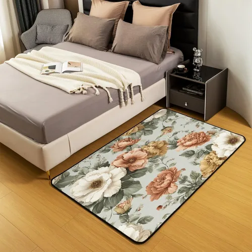 Miniatura 5 de jejeloiu Groovy Flower Area Rug 5x7 Polyester Retro Floral Boho Living Room Rugs 70S Hippie Groovy Flowers Bohemian Decor Carpet Psychedelic Floral