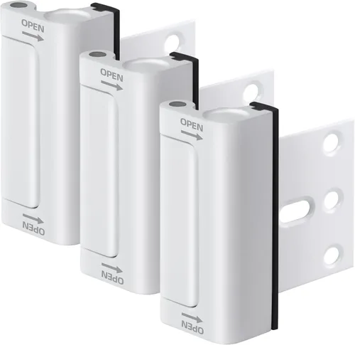 Miniatura 9 de Cerradura de refuerzo de seguridad para puerta doméstica, paquete de 1 cerradura de puerta delantera blanca mejorada para seguridad de niños que