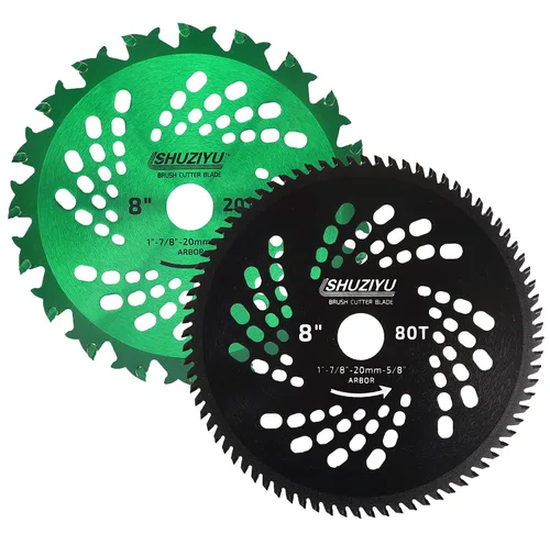 Miniatura 13 de 10"-60T. Arbor de 1" con adaptador de arandela de 7/8"-20mm-5/8", cuchilla cortadora de cepillo, cuchilla de malas hierbas. Adecuado para todas